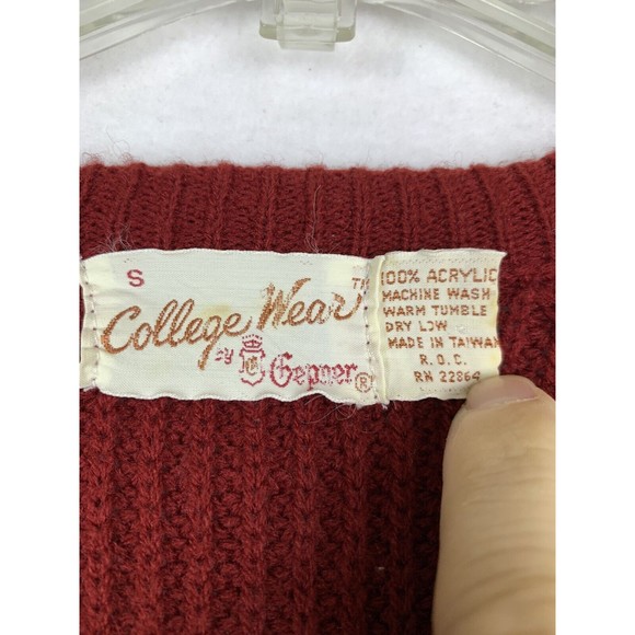 Vtg College Wear By Gepner Knit Pullover Texas A&M Sweater Size Small Red Maroon - Picture 2 of 6